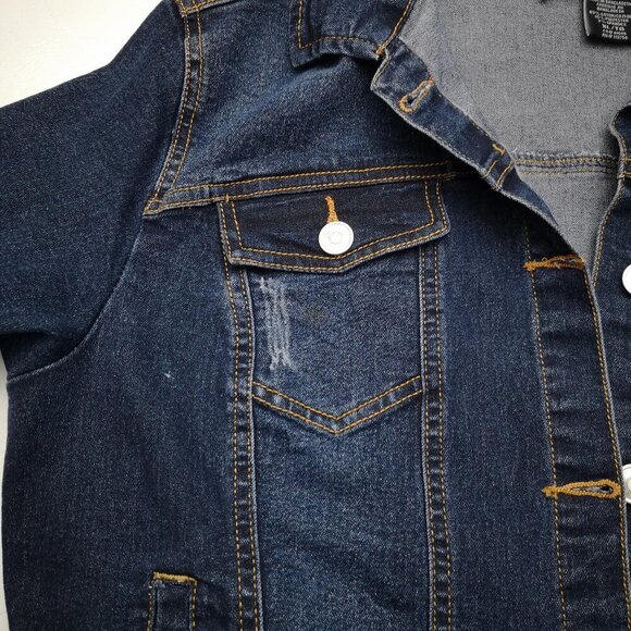 Moto Jeans Ladies Size XL Dark Wash Blue Button Front Jean Jacket - Picture 7 of 12